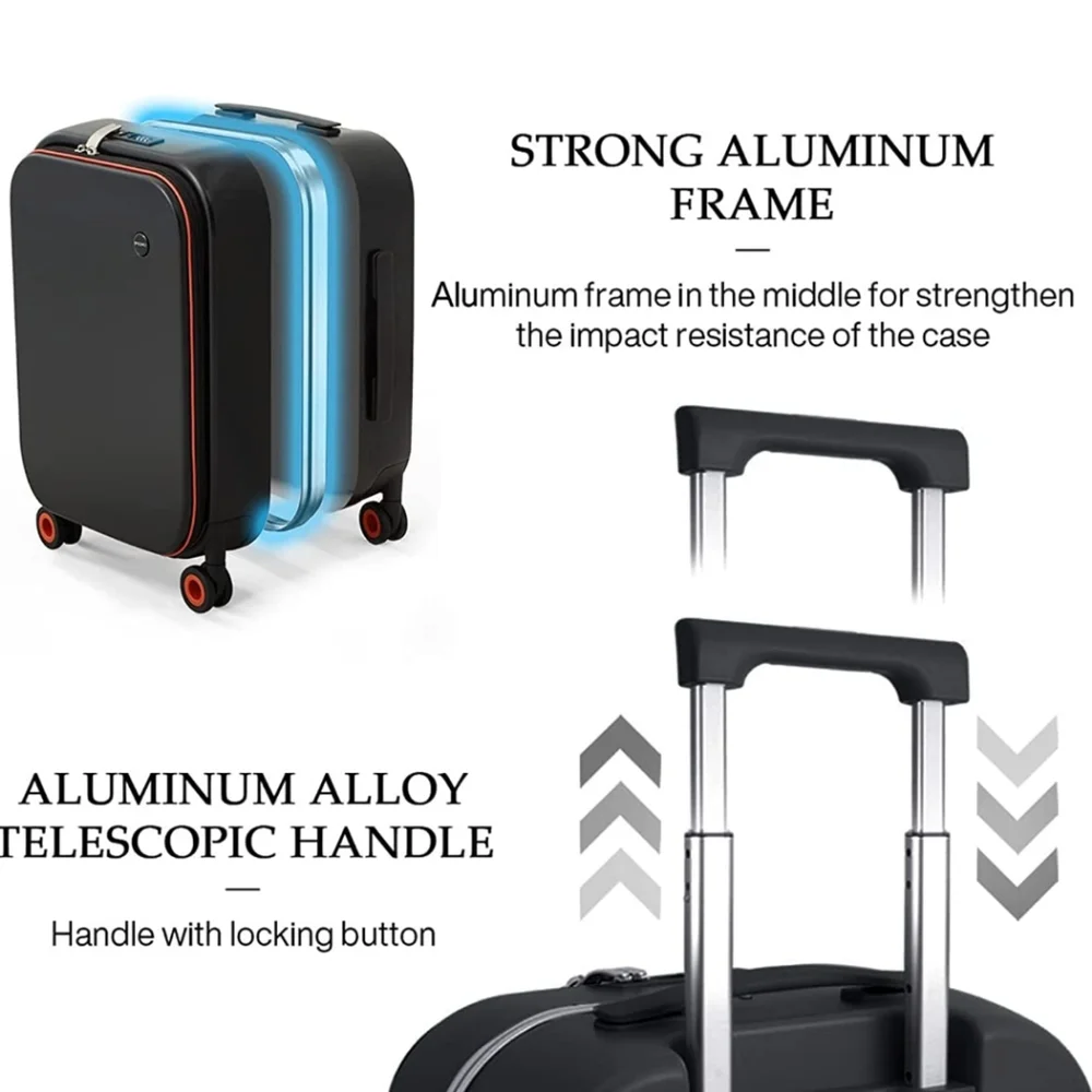 Hanke Carry On Luggage, 20'' Suitcase with Front Laptop Pocket, Travel R… - Picture 8 of 11